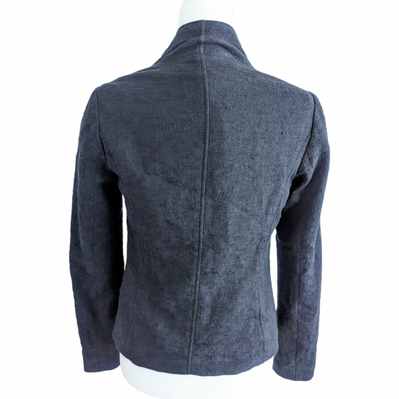 Vince Black Asymmetric Texture Cotton Open Front Cardigan Jacket Size Small - Picture 2 of 5
